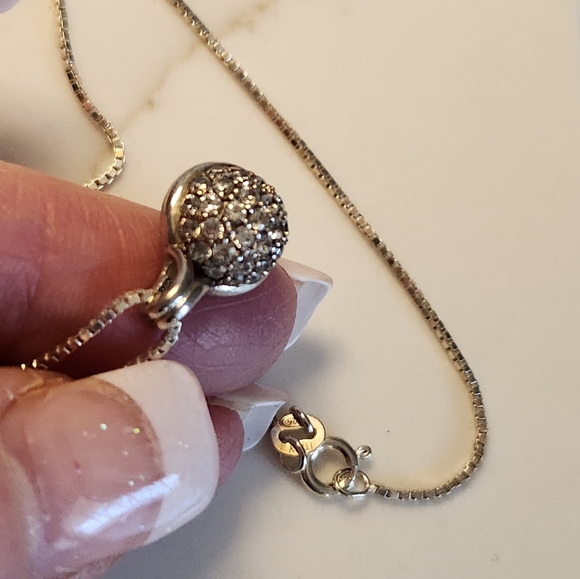 925 sterling silver bezel set pendant with box chain - Picture 12 of 14